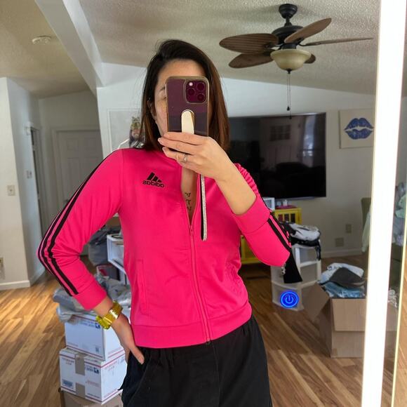 Adidas Neon Pink Zip Up Track Jacket - Picture 3 of 9